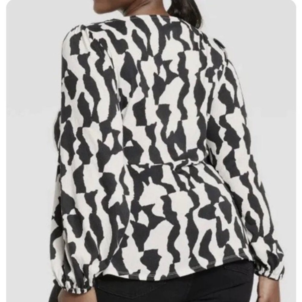 Ava & Viv New Plus Size Print Front Tie Bow Top 1x - image 2